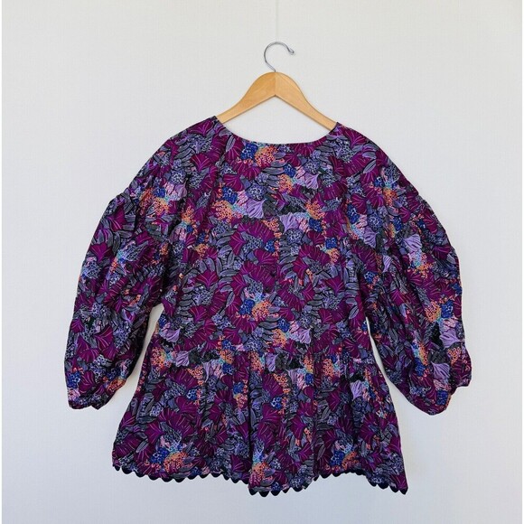 Kika Vargas x Target Wrap Blouse Floral Top 2X Fairy Boho Casual Summer Purple - Picture 3 of 8